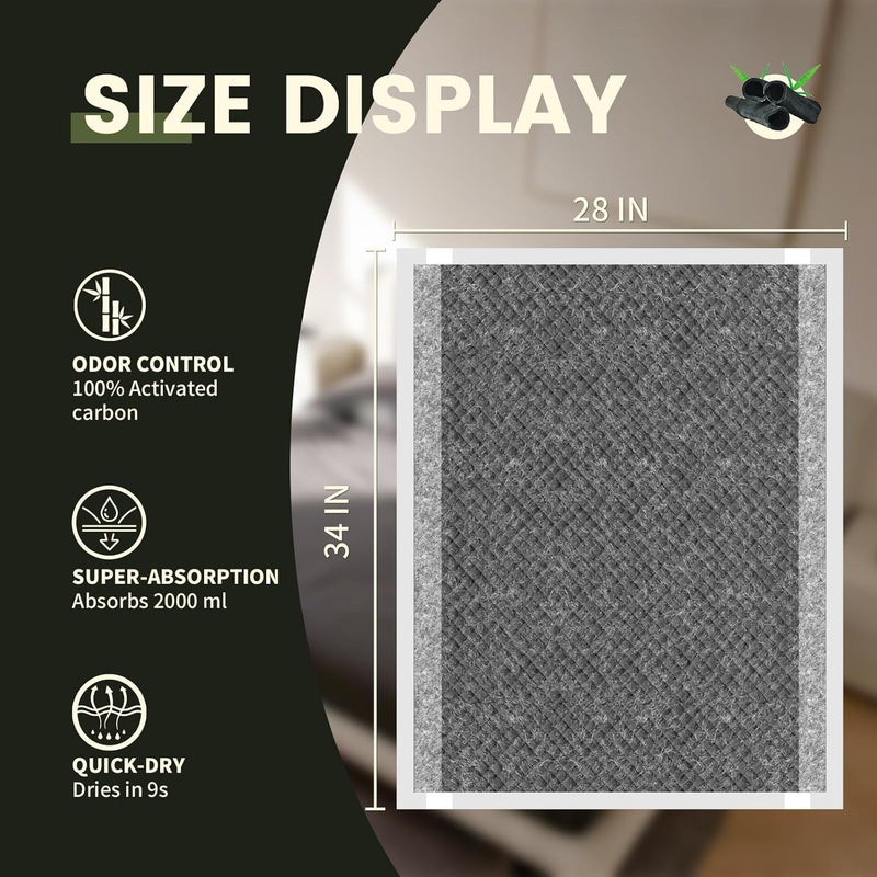 MILDPLUS Chucks Pads Disposable 28"×34" White Charcoal Bed Pads Disposable Underpads Extra Large Incontinence Bed Pads Super Absorbent Pee Pads for Adult,Kids and Pets(30pcs) - Image 2
